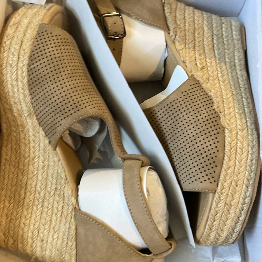 Pierre Dumas Tan Espadrille Wedge Sandals